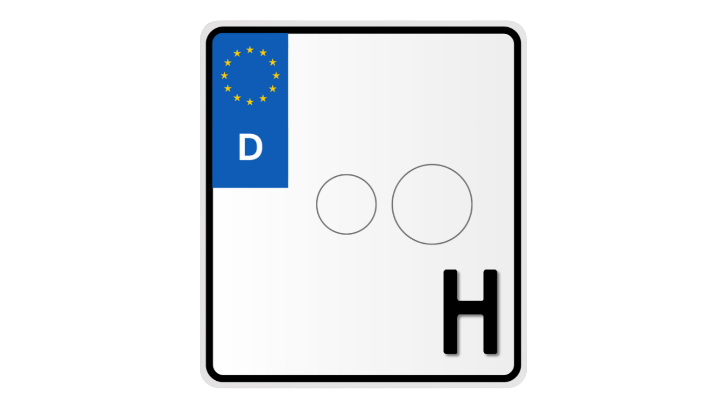 Motorrad H-Kennzeichen (180x200) - Direktschild.de