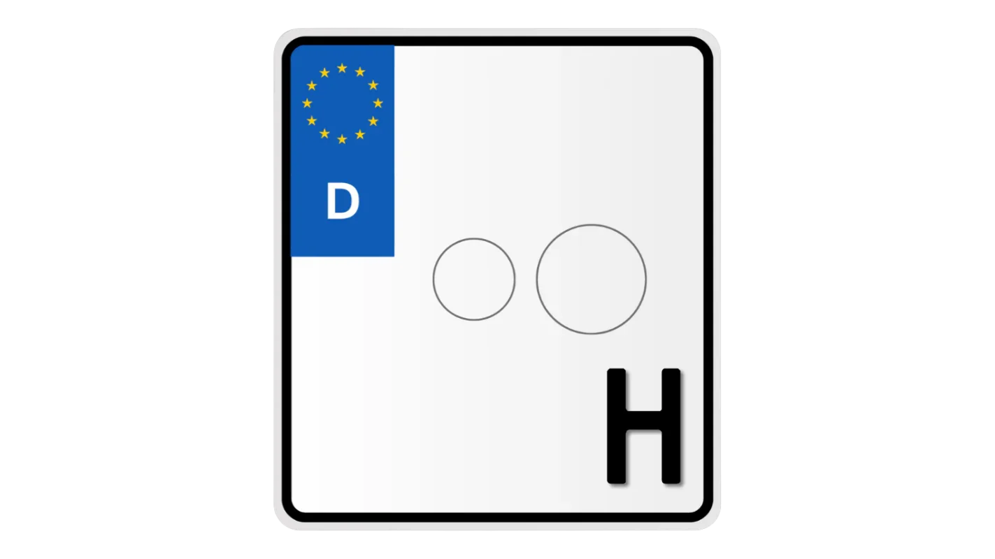 Motorrad H-Kennzeichen 180×200 mm – Oldtimer Kennzeichen für Zweiräder - Direktschild.de